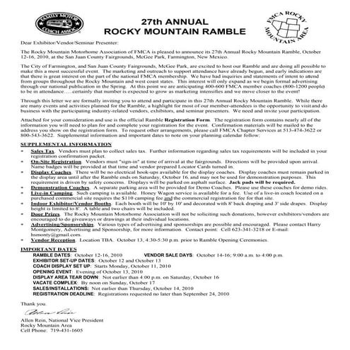 RM Ramble  2010 Exhibitor  Packet