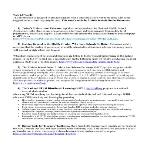 Middle school resources