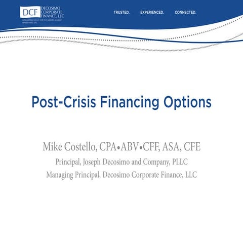 Post Crisis Financing Options for the Payday Industry