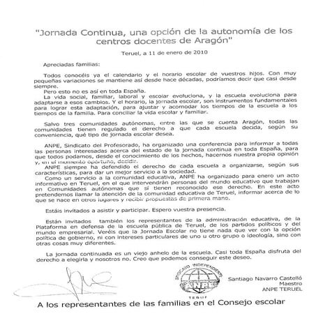 Carta ANTE Teruel