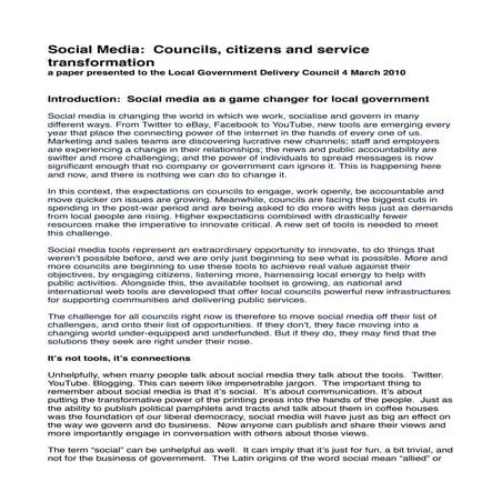 Social media: Councils, citizens and service transformation