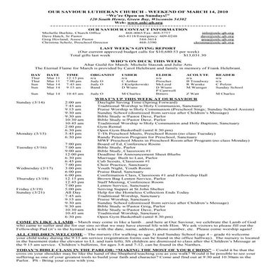 20100314 Announcements