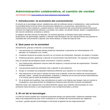 Administración colaborativa, el cambio de verdad
