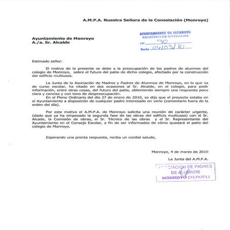 Carta Ayuntamiento