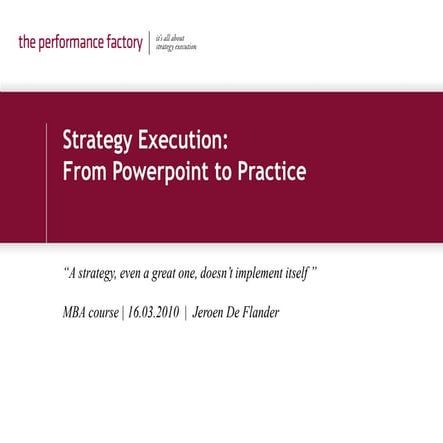 Strategy Execution - Vlerick MBA course lecture