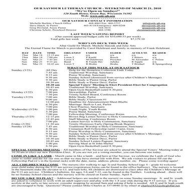 20100321 Announcements