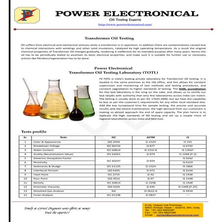 Transformer Oil Testing services