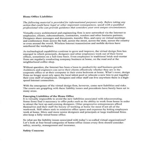 Home Office Liabilities | PDF