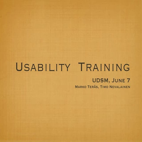 Usability Training - UDSM 06/2010