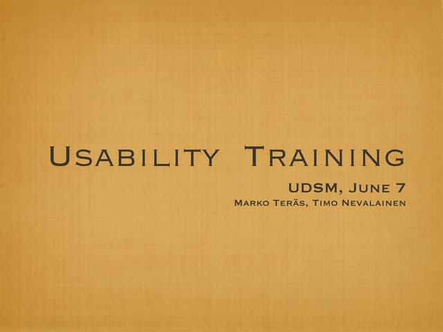 Usability Training - UDSM 06/2010