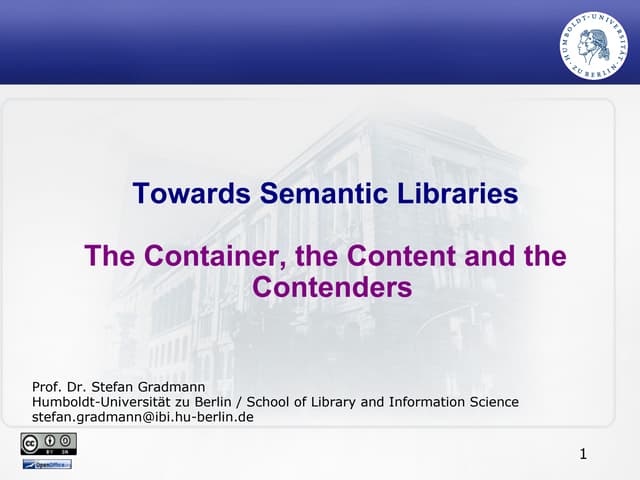 Semantic Libraries: the Container, the Content and the Contenders