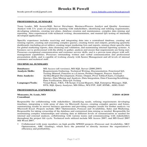 Brooks Powell Resume 2010-09-10