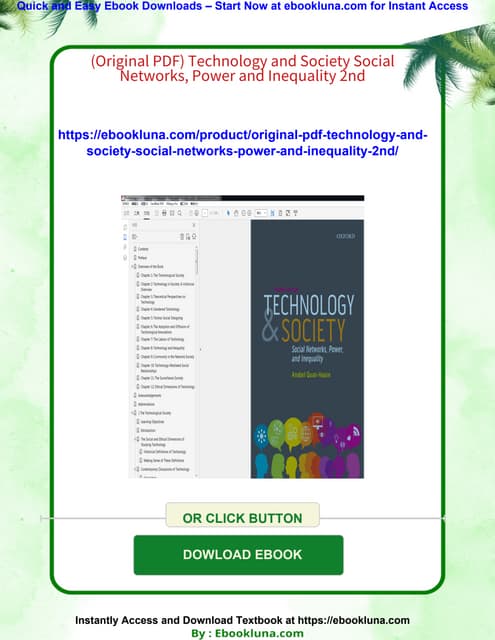 (Original PDF) Technology and Society Social Networks, Power and Inequality 2nd
