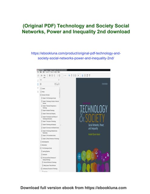 (Original PDF) Technology and Society Social Networks, Power and Inequality 2nd