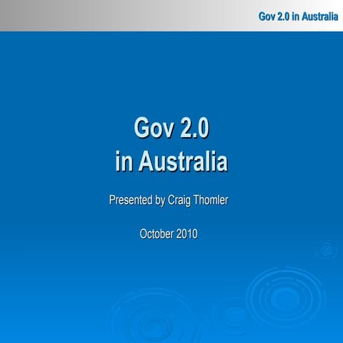 Craig Thomler on Government 2.0 in Australia