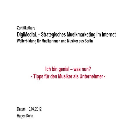 Musiker als Unternehmer