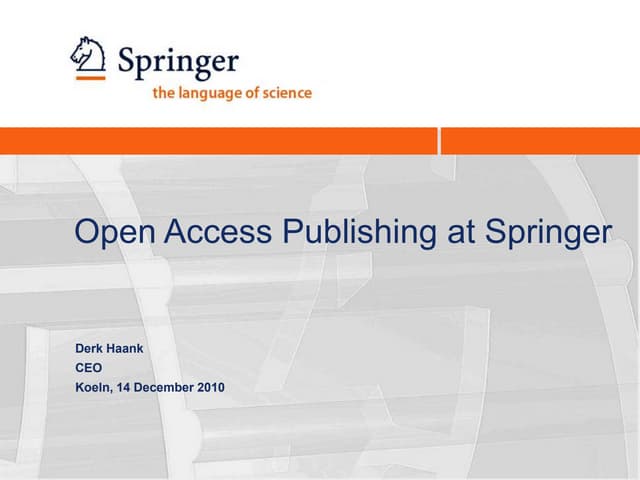 Derk Haank: Open Access publishing at Springer