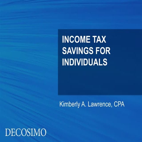 Income Tax Savings for Individuals