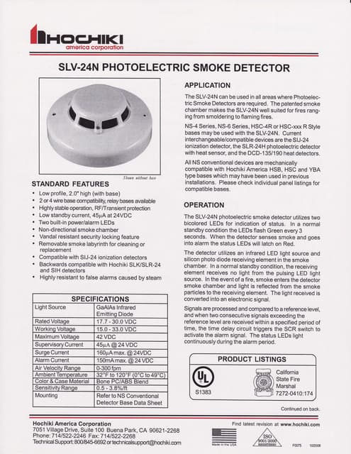 SLV-24N: Đầu báo khói quang