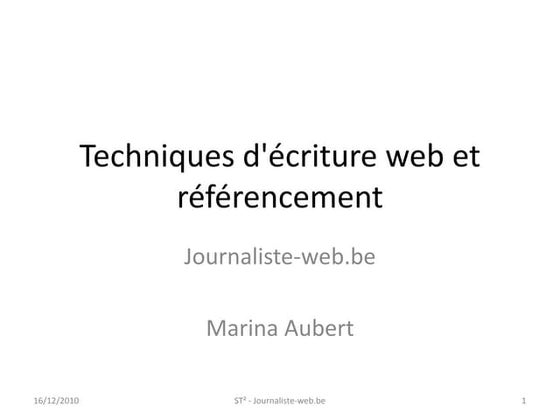 201012 st²  JW techniques d'écriture web et référencement