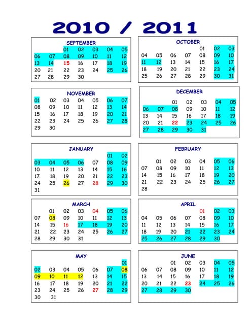 2010 2011 school year calendar | PDF