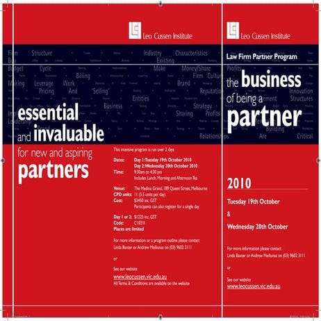 2010 2 Day Seminar The Business Of Being A Partner