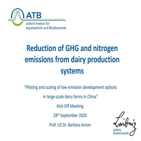 Reduction of GHG and nitrogen emissions from dairy production systems