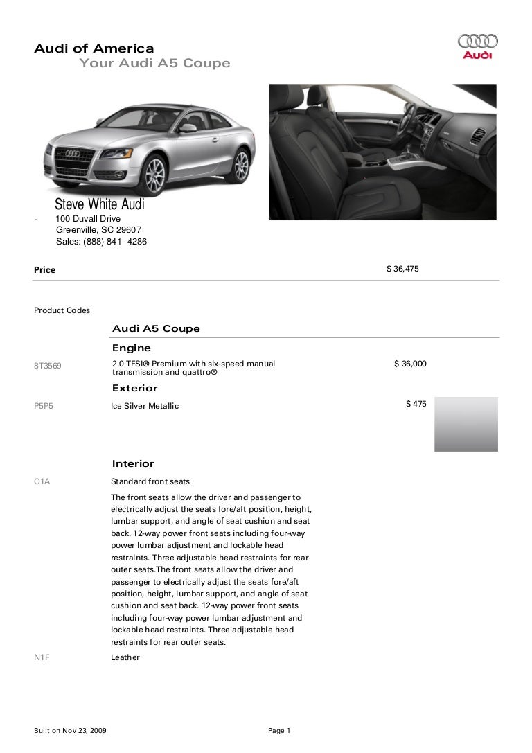 2010 Audi A5 Coupe Brochure Greenville Columbia Sc