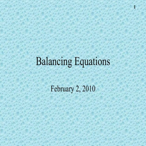 2010 Balancing Equations