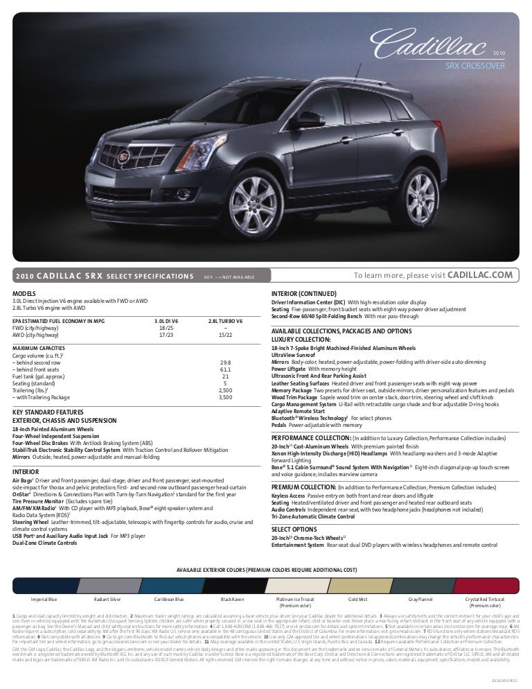 10 Cadillac Srx Brochure Hartford