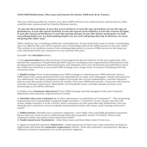 2010 crm reflections