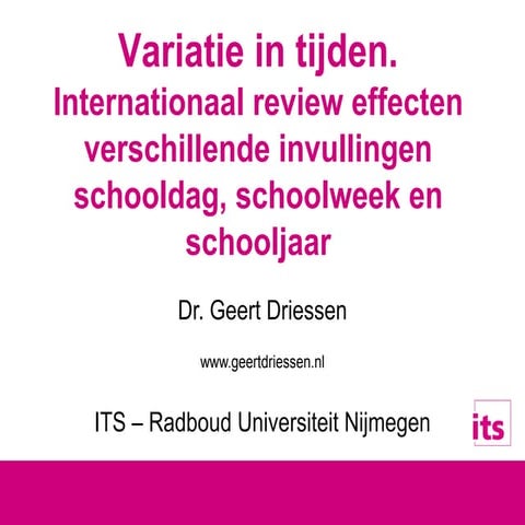 Geert Driessen (2010) MinOCW Variatie in tijden Pres.pdf