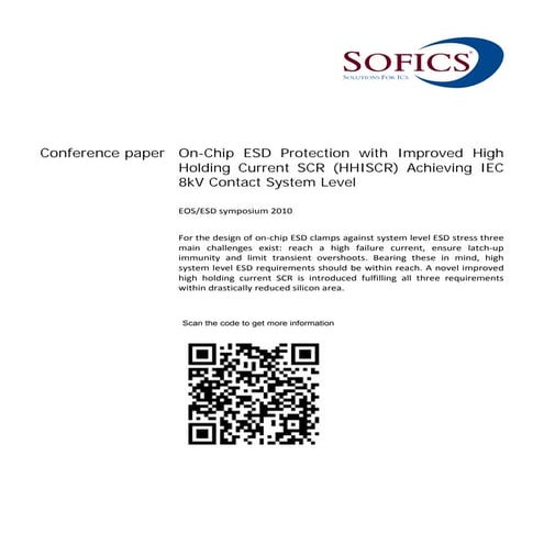 On-Chip ESD Protection with Improved High Holding Current SCR (HHISCR) Achiev...