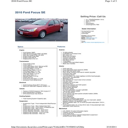 2010 ford focus se