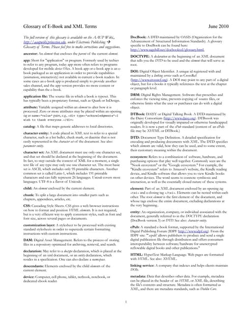 2010 Glossary of E-Publishing Terms