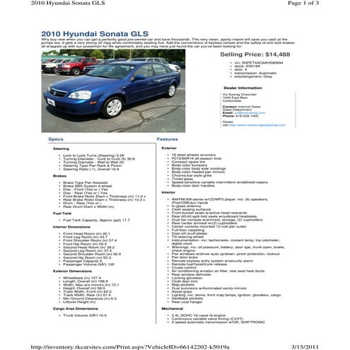 2010 hyundai sonata gls