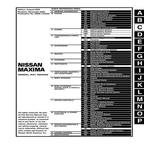 2010 nissan maxima service repair manual | PDF