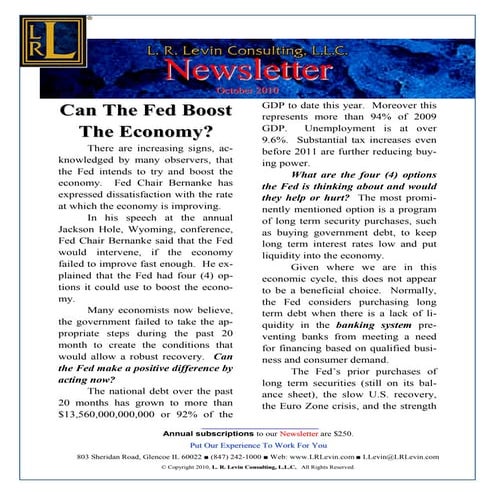 Can The Fed Boost The Economy?