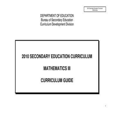 2010 sec yeariiicurriculumguidemathematics