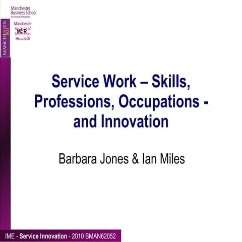 Work Skills Occupations and Innovation 2010 Ser Inn Bman62052 4 