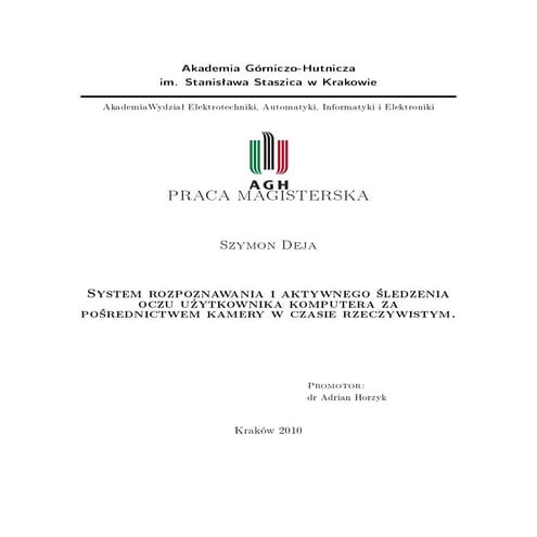 System rozpoznawania i aktywnego śledzenia oczu