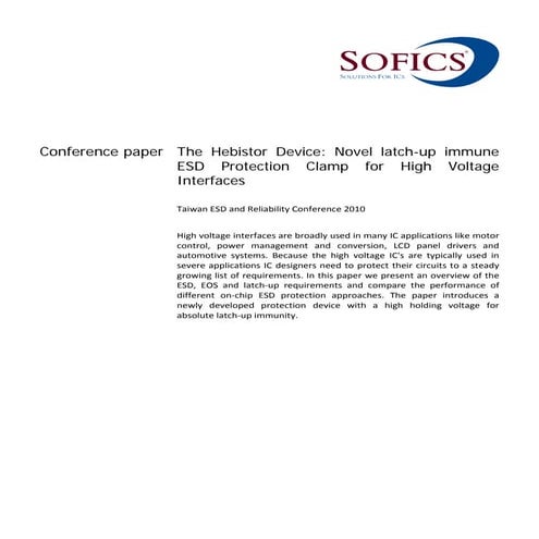 2010 The Hebistor Device: Novel latch-up immune ESD Protection Clamp for High...