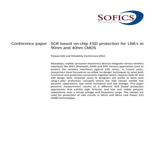 On-chip ESD protection for LNA