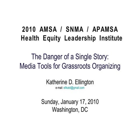 The Danger of a Single Story presentation (HELI 2010)