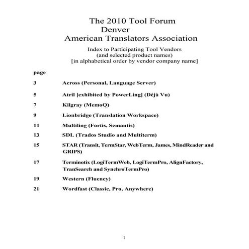 2010 tool forum ata handout