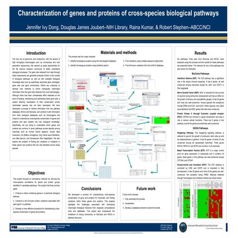 Characterization of genes and proteins of cross-species biological pathways