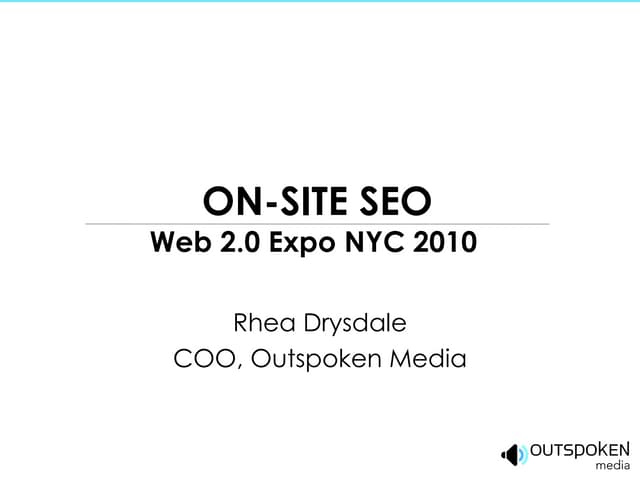 On-Site SEO Web 2.0 Expo 2010