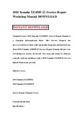 2010 Yamaha Yz450F Owners Manual Pdf - Yz450f Engine / View a manual of