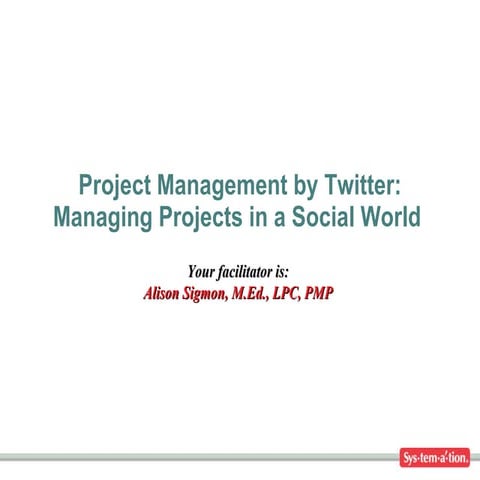 Project management in a virtual world