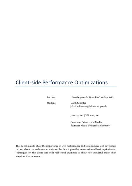 Client-side Web Performance Optimization [paper]
